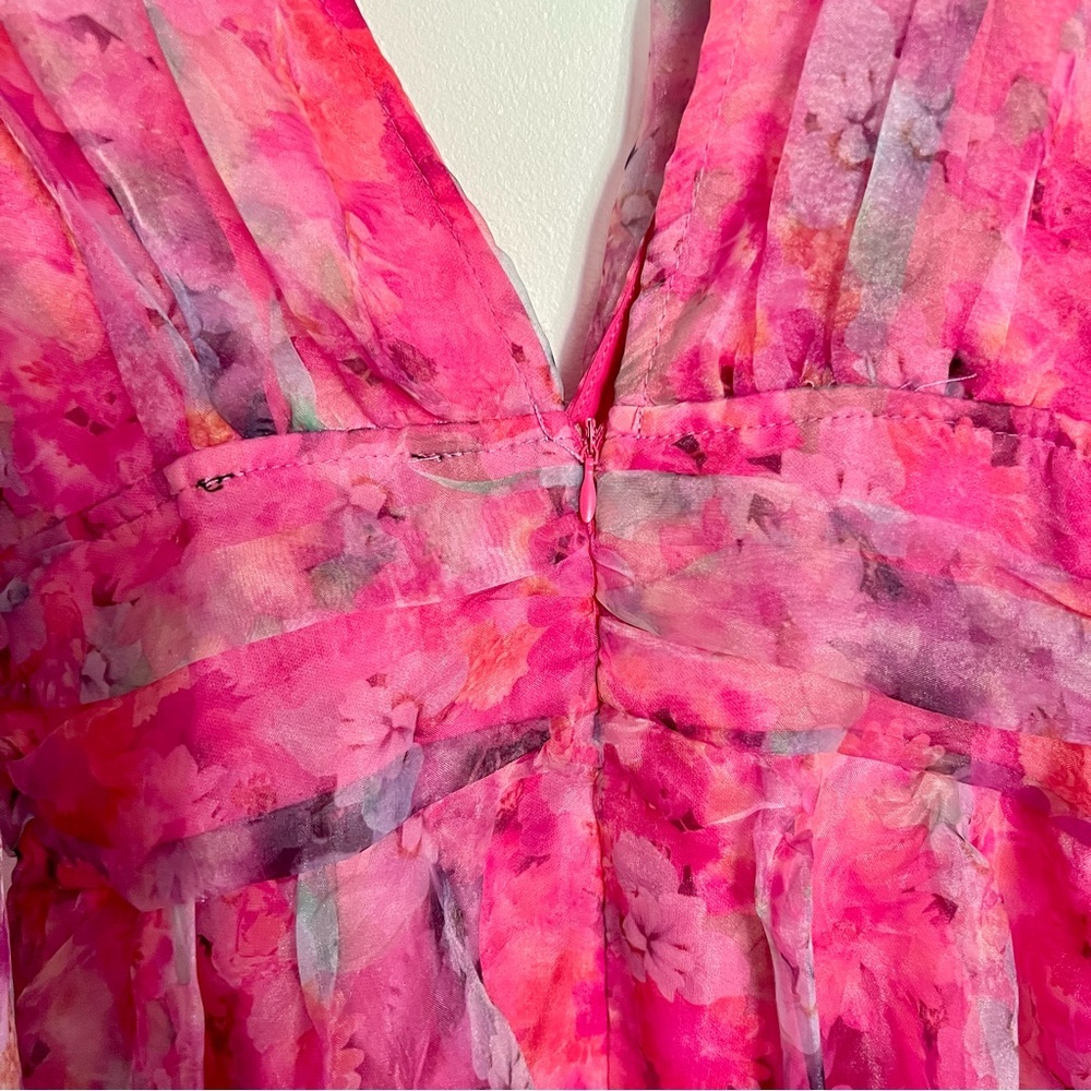 Selkie Style Pink Floral Mini coquette Barbie Puff Dress size 2 - Picture 4 of 10